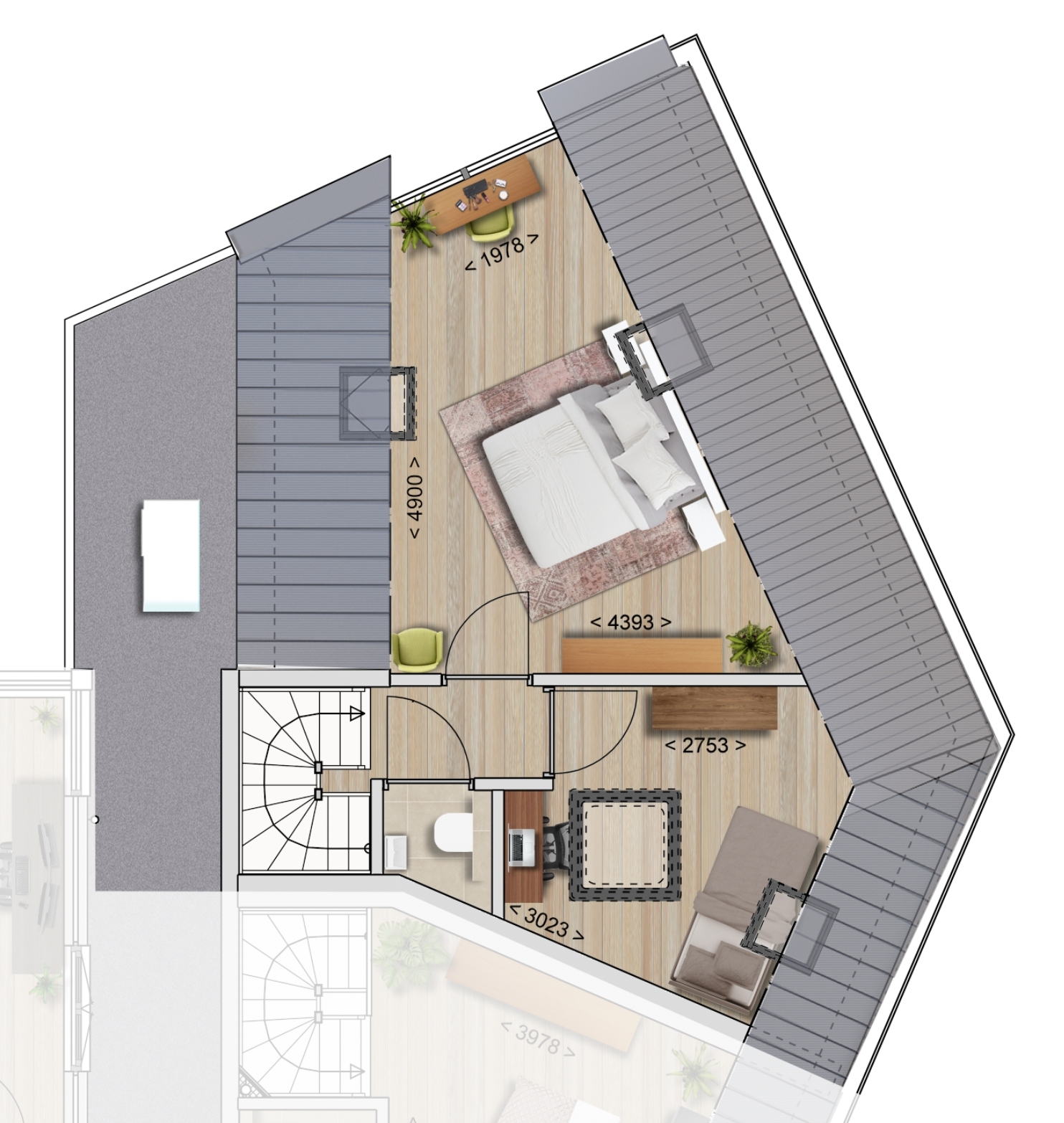 Tekening woning 2, 1ste verdieping